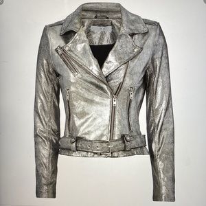 Iro metallic leather Moto jacket